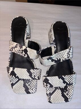 Marc Fisher Shoes Marc Fisher Pat Slide Sandal Grey & black snake print 2" heels